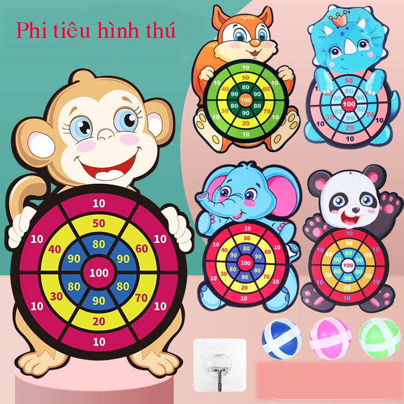 Đồ chơi bảng phi tiêu bóng dính hình ngỗ nghĩnh cho bé vận động và luyện mắt luyện tay