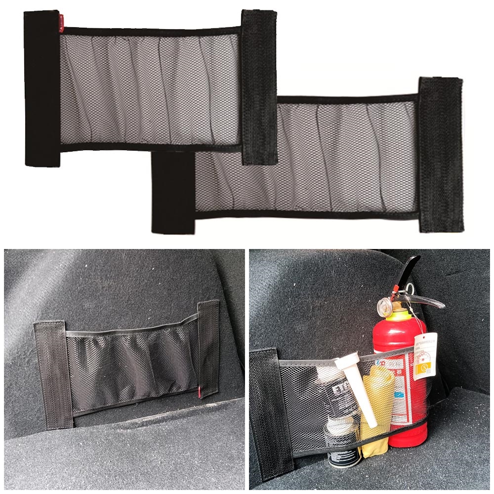 ✖┇ Car Back Trunk Organizer Magic Sticker Net Mesh Seat Storage Bag Auto Seat Back Elastic Organizer Elastic Interior Accessories