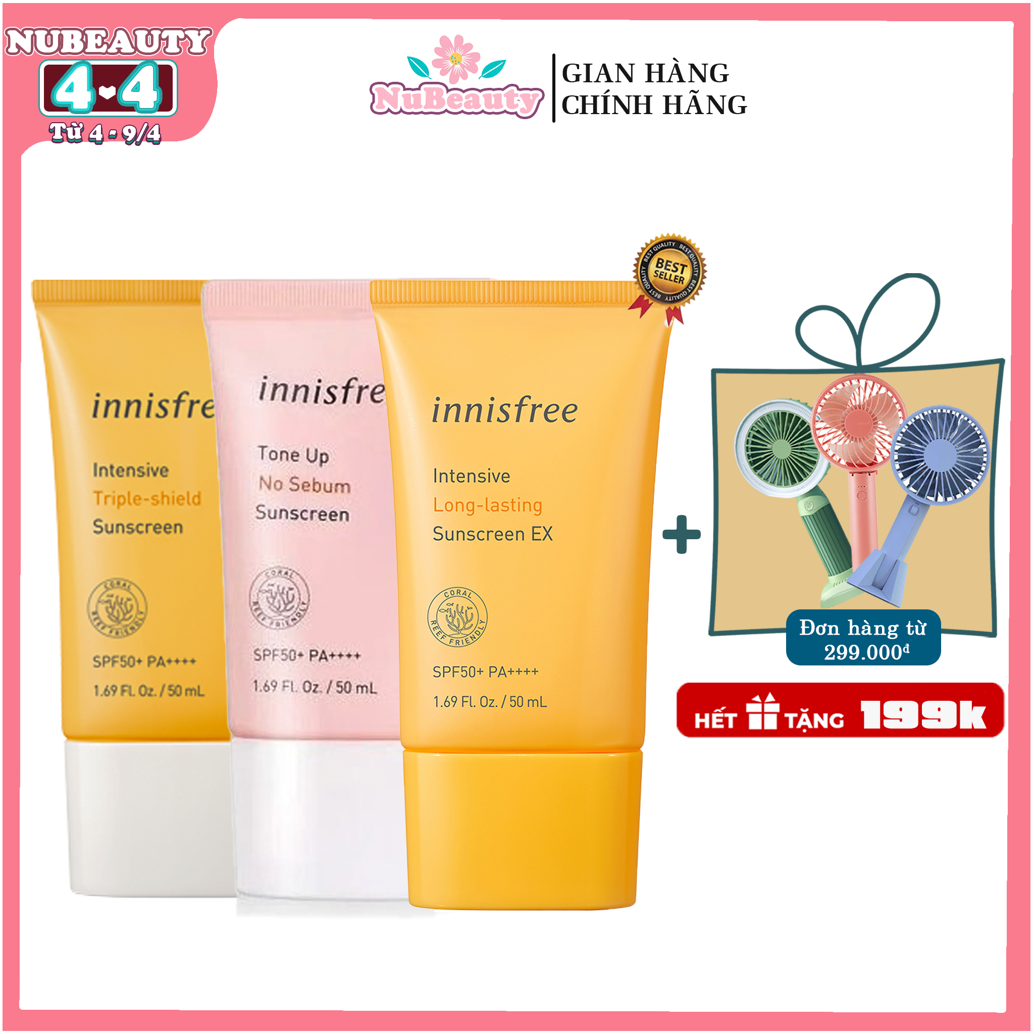 [HCM]?? CHÍNH HÃNG ?? Kem Chống Nắng Nâng Tone Kiềm Dầu Innisfree Tone Up No Sebum Sunscreen SPF50/PA++++ 50ml