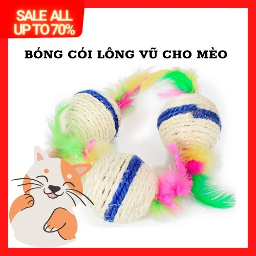 [Hoàn Tiền 10%] Bóng cói lông vũ đồ chơi xả stress cho mèo - phụ kiện thú cưng