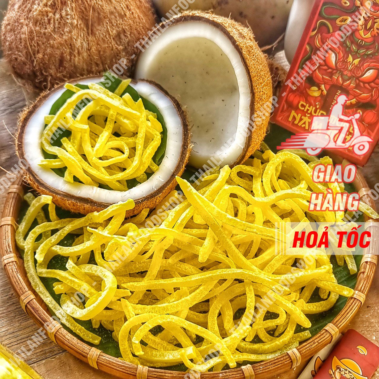 Mứt Dừa Non Thanh Điệp Sợi Đũa Vị Sầu Riêng - Túi 1kg