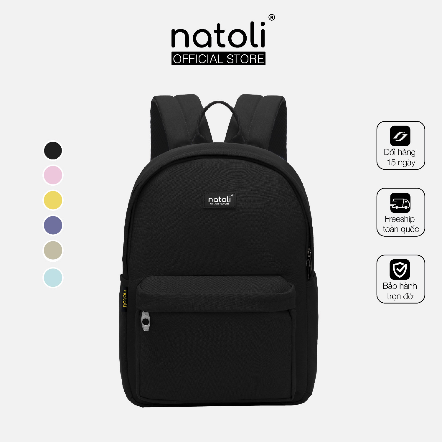 Balo đi học nam nữ cao cấp chính hãng NATOLI BST Basic Backpack B2, Cặp thời trang đi học nhiều ngăn đi chơi chống sốc cao cấp