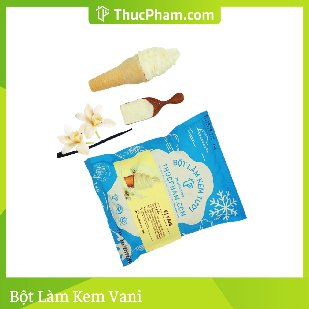 Combo 5 Gói Bột Làm Kem Tươi ThucPham.Com Vị Vani - Túi 1kg - Được Chứng Nhận HTQL An Toàn Thực Phẩm ISO 22000:2018