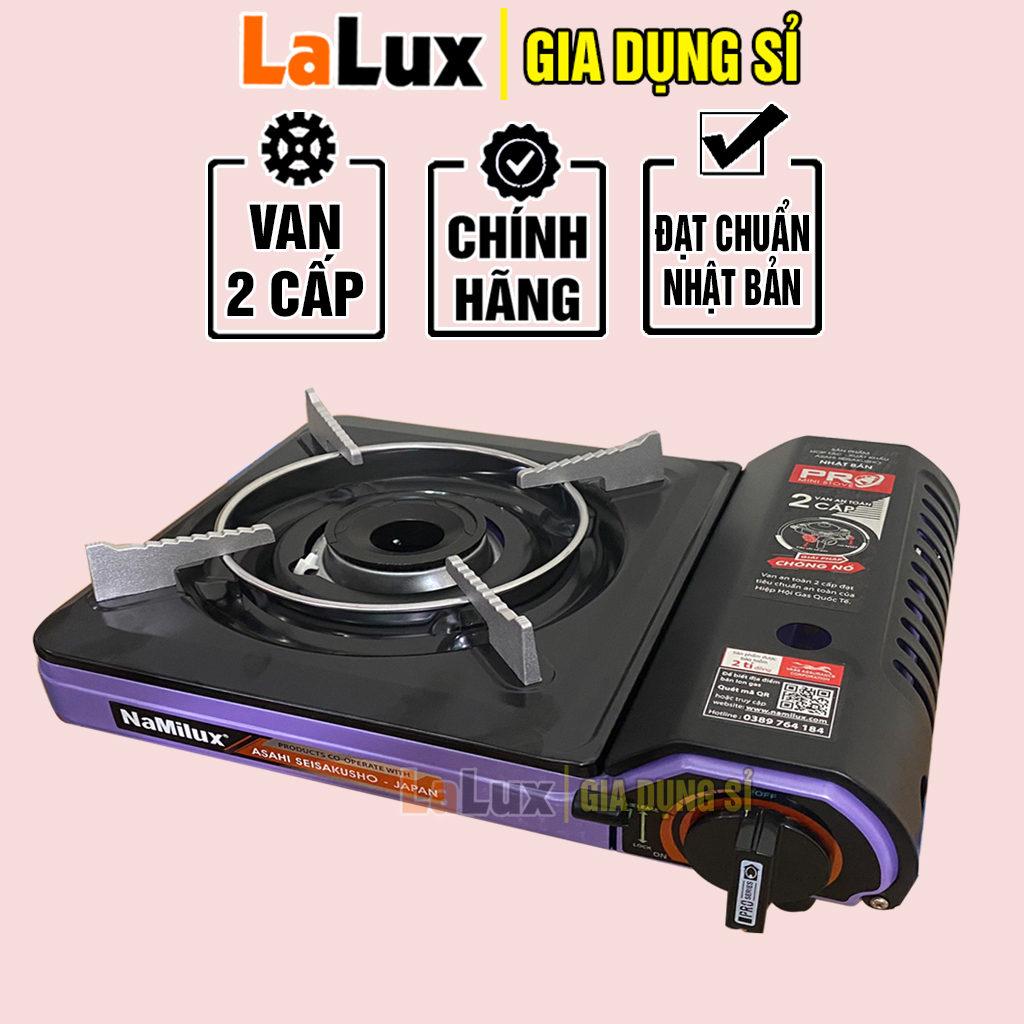 Bếp gas mini namilux pl-2021pf tự động ngắt gas - bếp ga mini namilux cao cấp chống nổ 2 cấp độ, bếp gas đơn , bếp gas chuyên dụng sư dung lon gás mini , chất lượng đạt tiêu chuẩn nhật bản lalux
