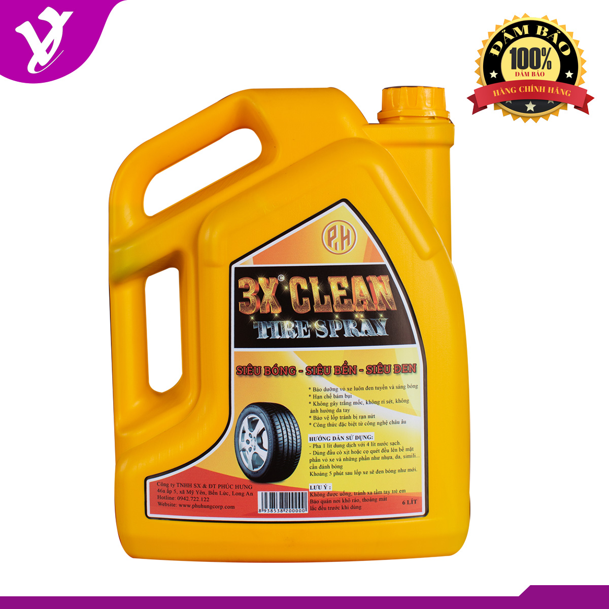 Dung dịch bóng lốp ô tô xe máy 3x clean 6 lít
