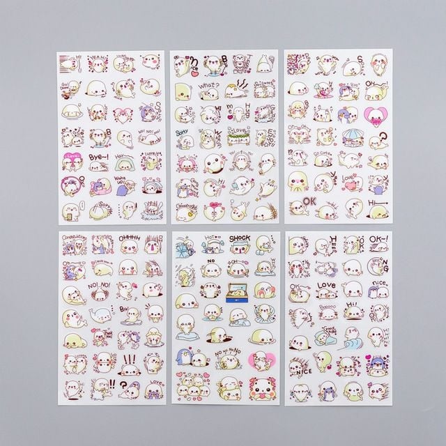 Set 6 nhãn dán sticker sư tử biển
