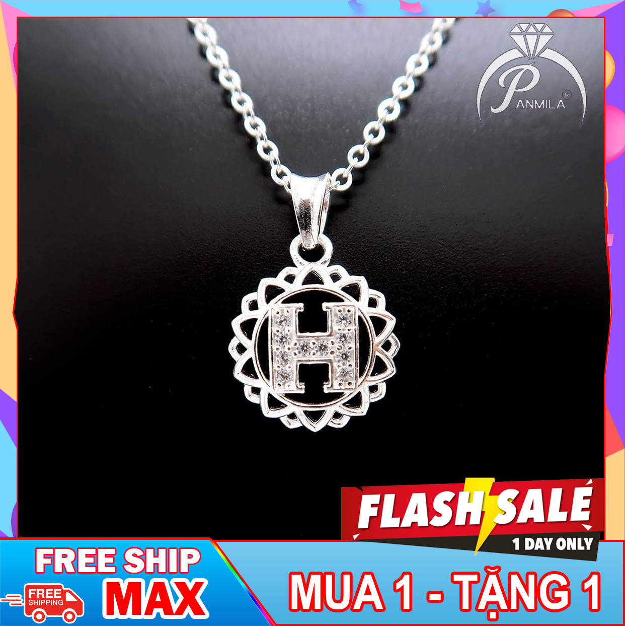 (MUA 1 TẶNG 1 ) Dây chuyền bạc nữ -Vòng cổ bạc mặt chữ H - Trang sức bạc nữ chính hãng - dây chuyền bạc chính hãng - Mặt dây chuyền bạc chữ H - Dây chuyền đính đá - Dây chuyền bạc ta - vòng cổ nữ bạc thật [TS-DC-A17]