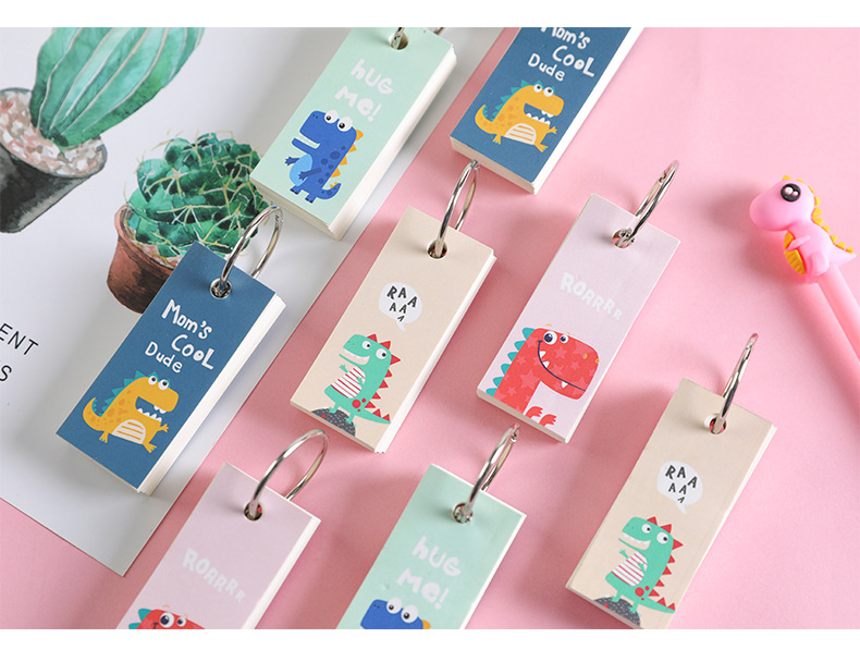 Tập flashcard mini hình chú khủng long cute dễ thương