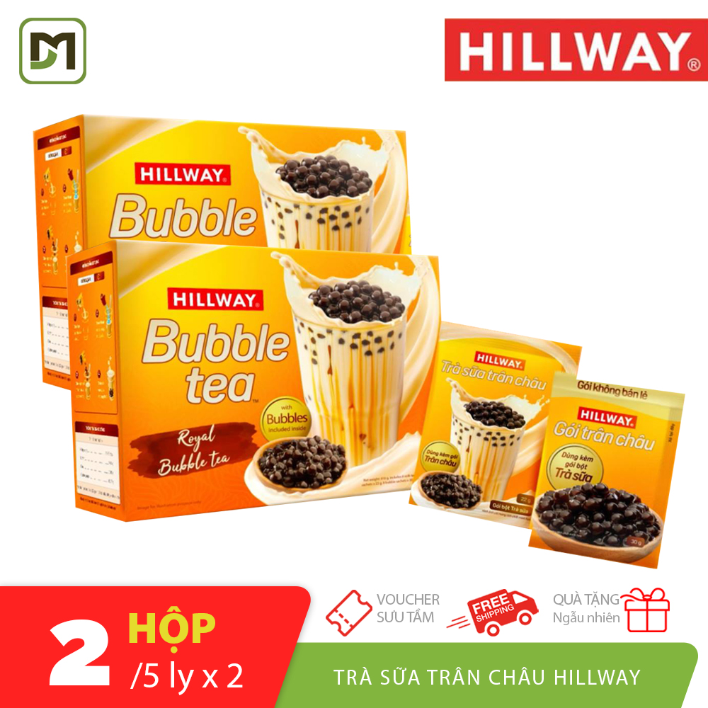 Combo 2 hộp trà sữa trân châu Hillway hương truyền thống 5Ly x 230g x 2 hộp