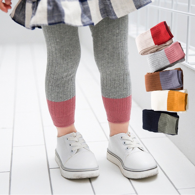 Quần legging len tăm phối gấu Quần tất len bé gái quần dài cho bé cực đẹp 0-8 tuổi