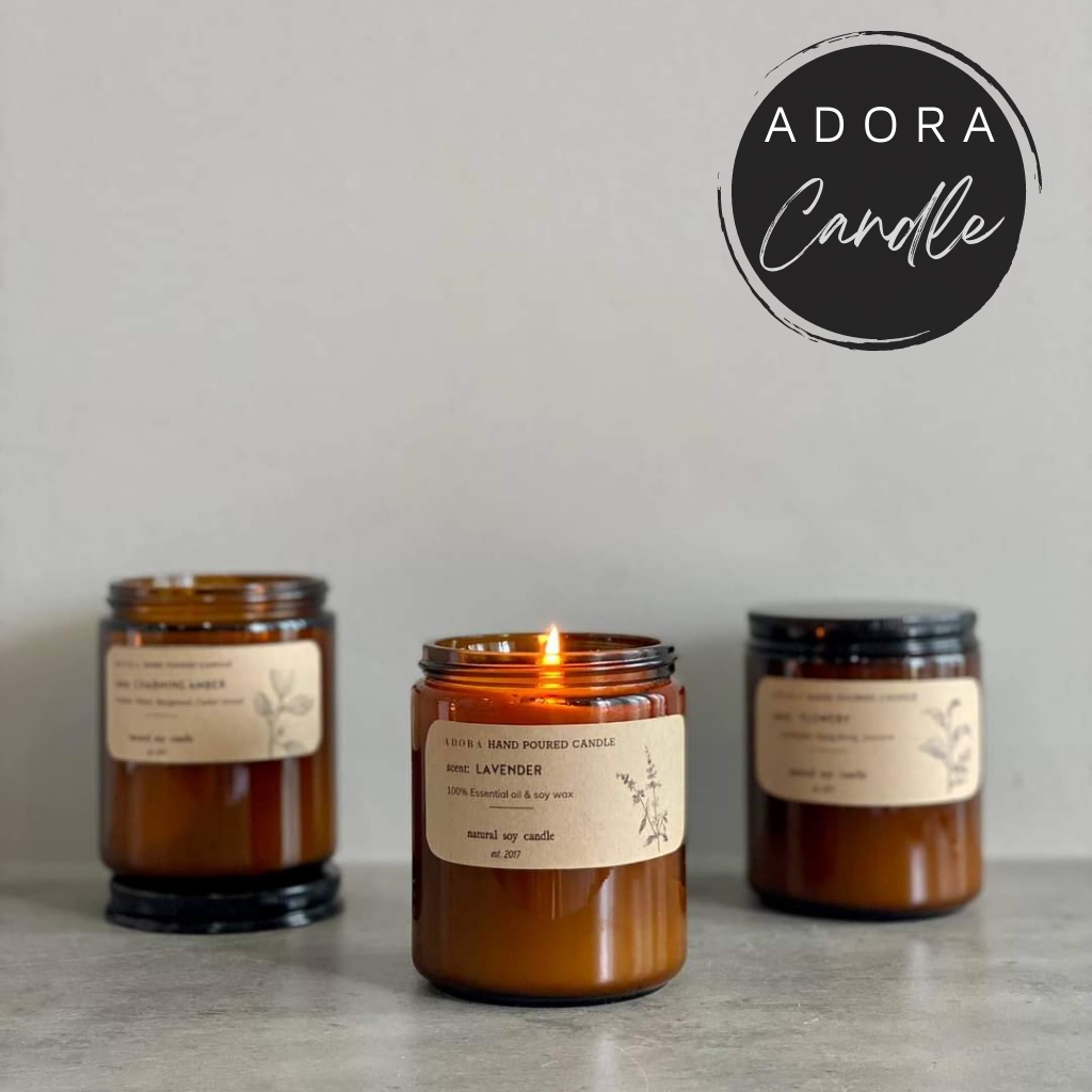 Nến thơm phòng handmade amber glass Đồ decor phòng khách ADORA