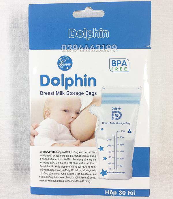 Túi trữ sữa dolphin 250ml hộp 30 túi - không bpa an toàn cho bé dp52a