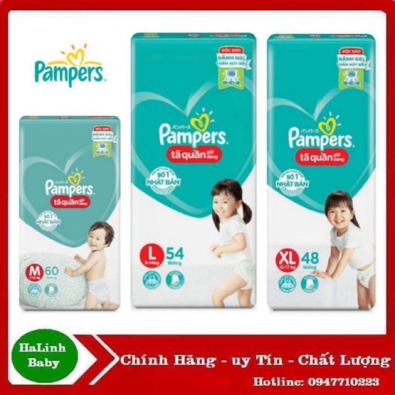 Bỉm pampers tã quần dữ dáng m60/l54/xl 48