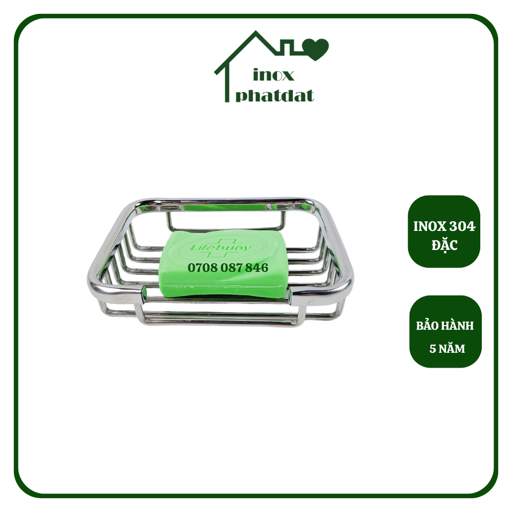 Khay để cục xà bông Inox 304 PHÁT ĐẠT, giá để bánh xà phòng rửa tay, rổ đựng xà phòng cục
