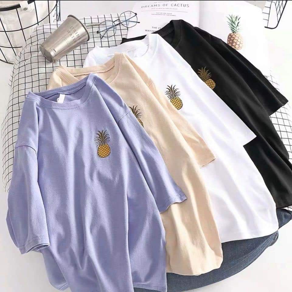XẢ HÀNG - ĐỒNG GIÁ 19K áo thun nữ form rộng Hàn quốc in hình Trái Dứa Nhỏ dễ thương vải dày mịn mát