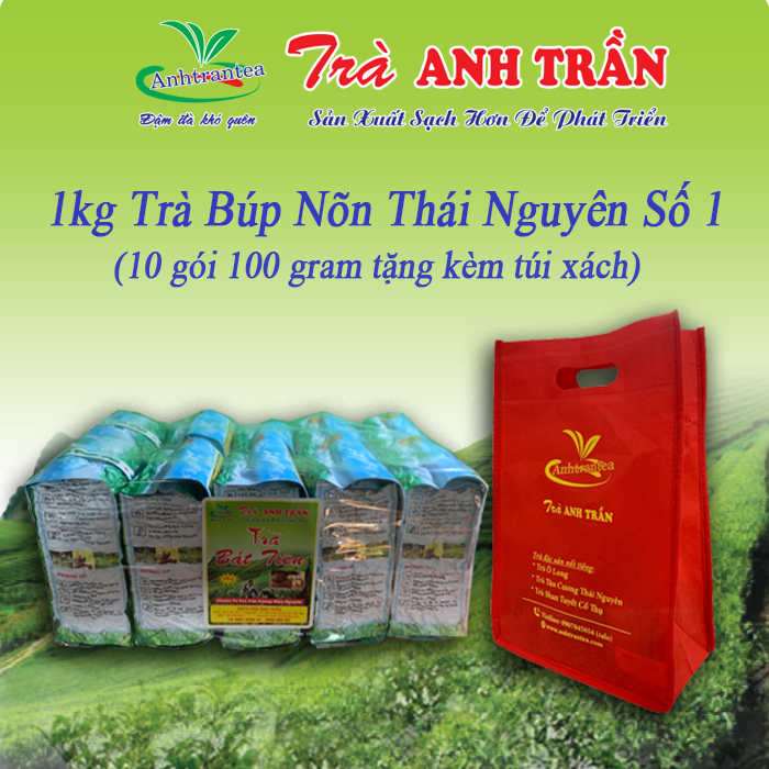 1 kg Trà bắc Thái Nguyên số 1 Trà Bát Tiên Anh Trần [tặng túi xách] (chuẩn hương vị Trà Tân Cương nhất)
