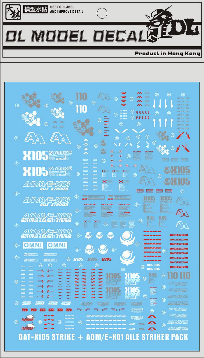 Phụ kiện mod - decal dalin - decal nước cho mô hình gundam 1/100 mg gat-x105 strike rm