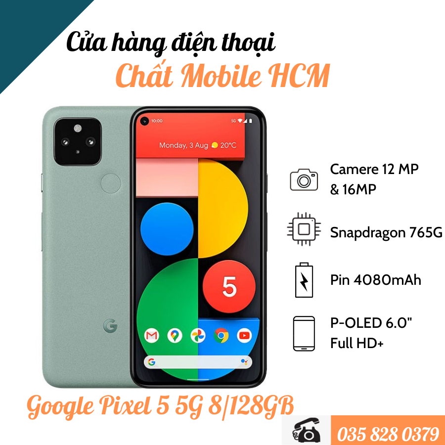 Google pixel 5, điện thoại google pixel 5 5g 8/128gb quốc tế 2 sim. chất mobile