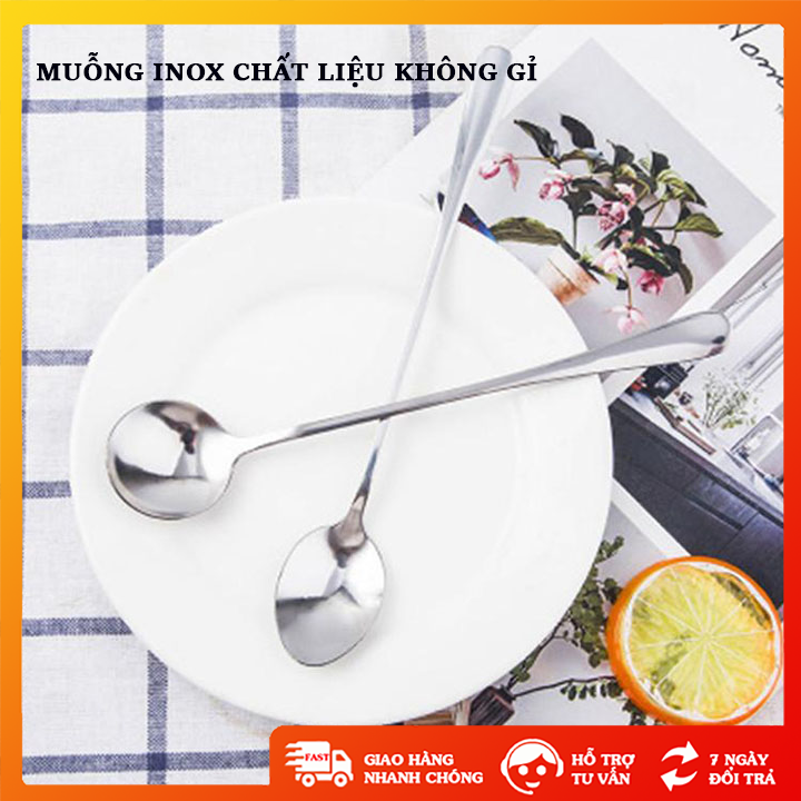 Muỗng cà phê bằng inox cán dài thiết kế hiện đại phù hợp nhiều loại ly - GD0157