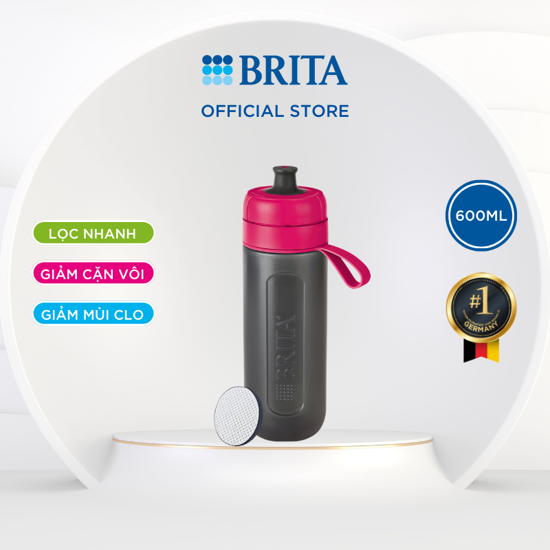 Bình lọc nước BRITA Active Pink 600ml (có sẵn 1 đĩa lọc Microdisc) - Thương hiệu đến từ Đức