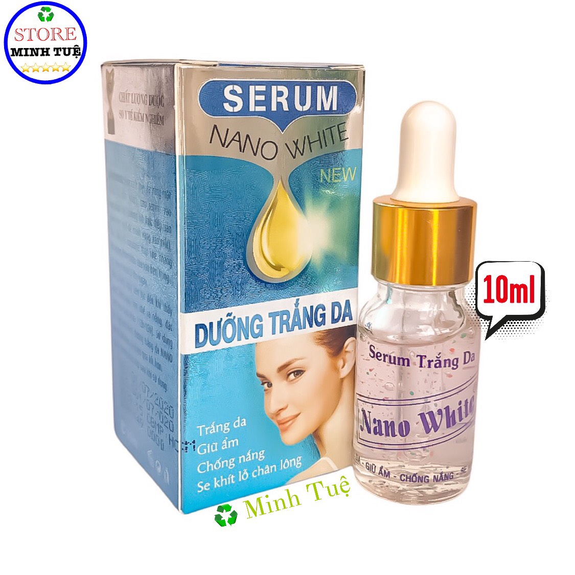 [HCM]Serum dưỡng trắng da giữ ẩm chống nắng se khít lỗ chân lông trắng hồng rạng rỡ Nano White ( 10ml )