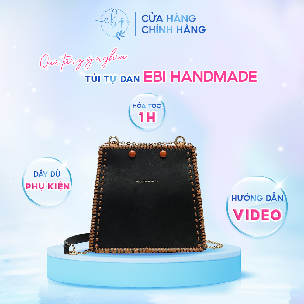 [Có Video HD] Túi Handmade Thời Trang, Set Nguyên Liệu Tự Làm Túi Handmade Da Pu Hình Thang Chỉ Nổi Cá Tính - EB39