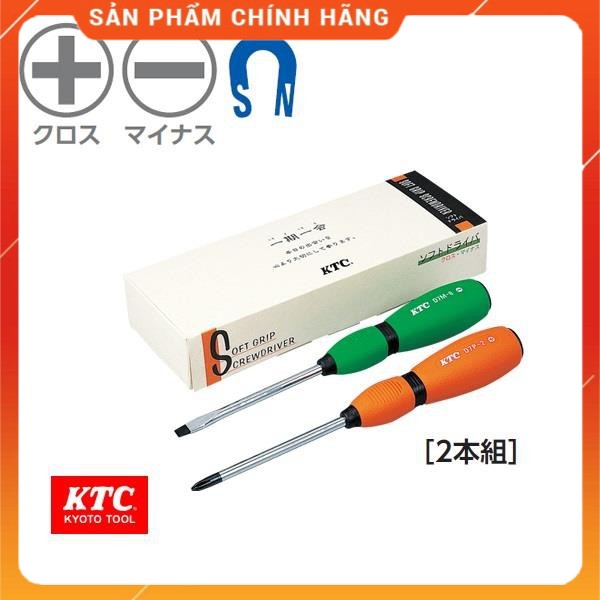 Cặp tô vít Nhật KTC mũi số (+)Ph2 và mũi (-) 6 mã TD702 dài 230mm - Made in Japan