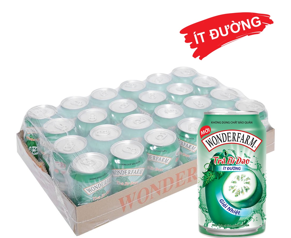 Trà bí đao WONDERFARM ít đường lon 310ml