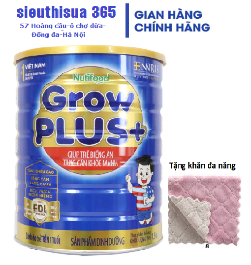 Combo 2 hộp Sữa Grow Plus Nutifood xanh 1,5kg giúp trẻ tăng cân- kèm quà tặng