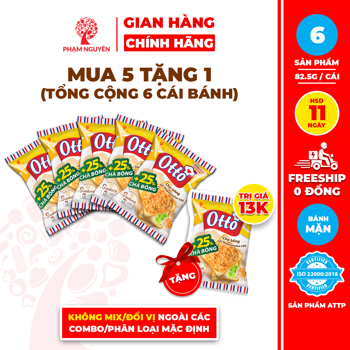 MUA 5 TẶNG 1 | Tổng cộng 6 Bánh Mì Sandwich tươi Xốt Otto | Bánh ăn sáng | Bánh mì tươi 