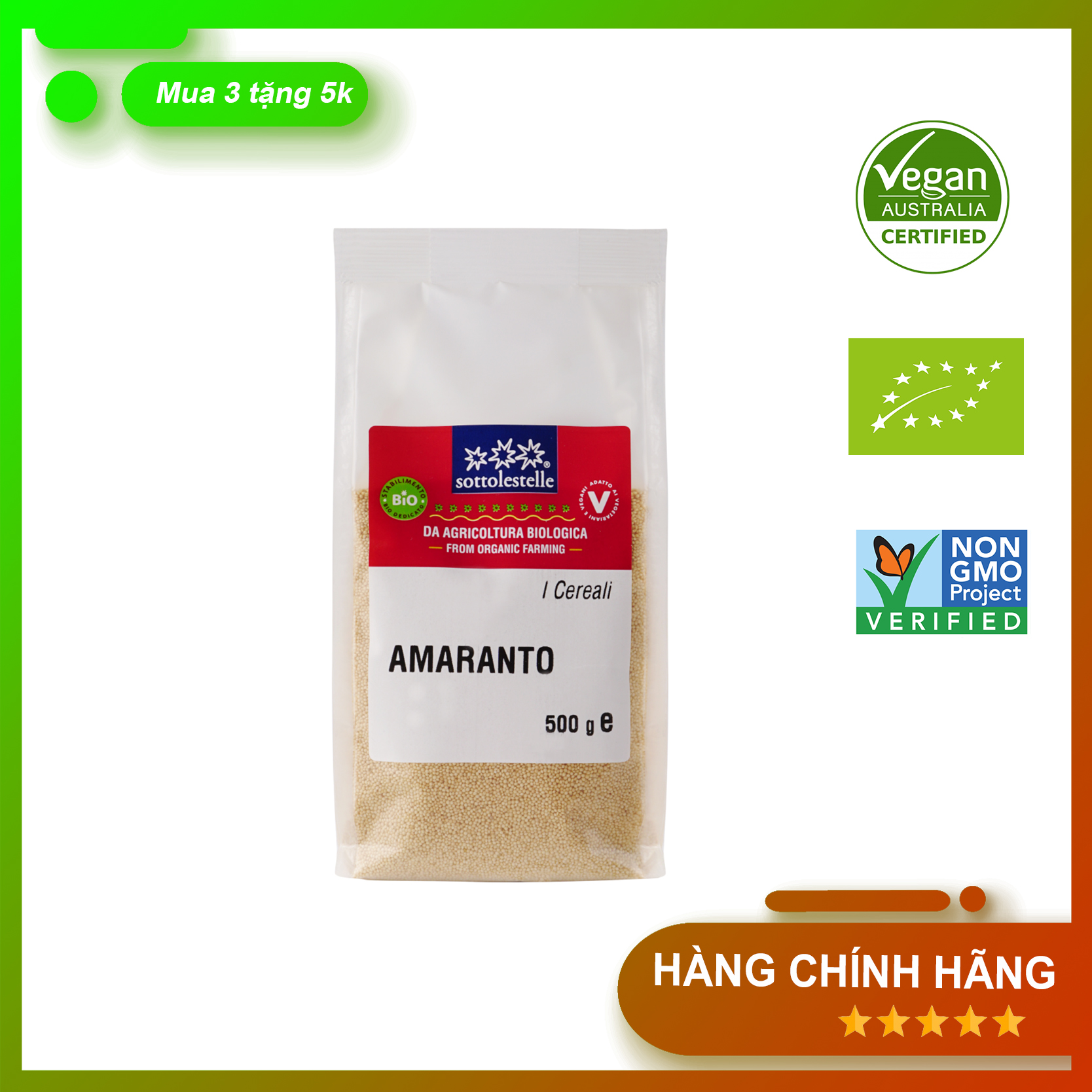 [FREESHIP TỪ 50K] Hạt dền Amaranth hữu cơ Sottolestelle 500g