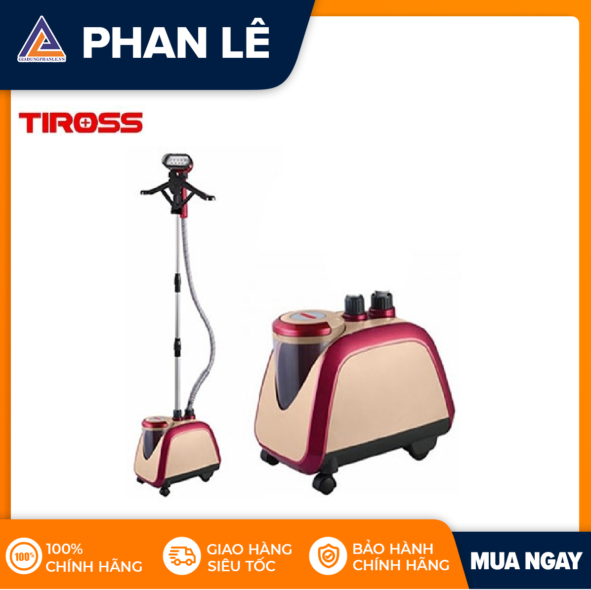 Bàn ủi hơi nước đứng Tiross TS861 (Hồng)