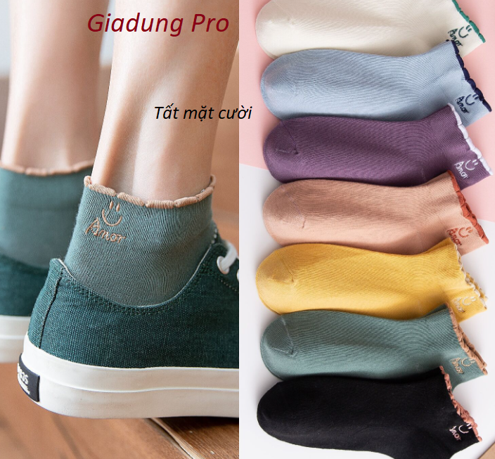 Combo 10 đôi tất mặt cười/vớ cotton nữ thấp cổ/tất vớ style hàn quốc/ tất vớ cotton/vớ cổ ngắn - giadung pro