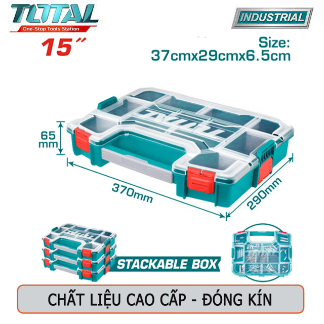 Hộp nhựa đựng linh kiện, đựng ốc vít vật dụng nhiều ngăn tiện dụng 12'' , 15'' total tpbx1151 tpbx1121