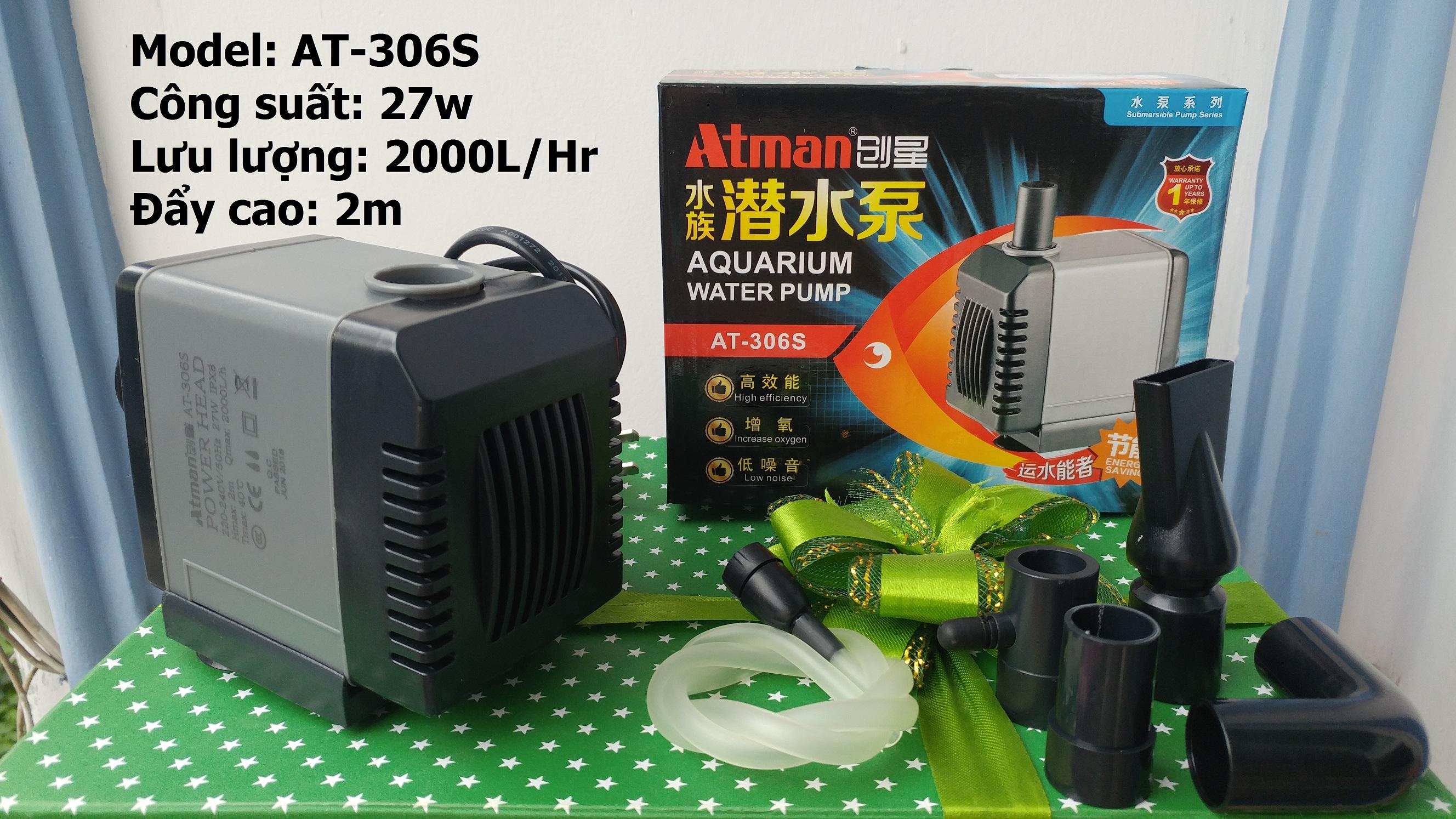 Máy bơm Atman 306S, 27W-2000L/hr dùng cho hồ cá.