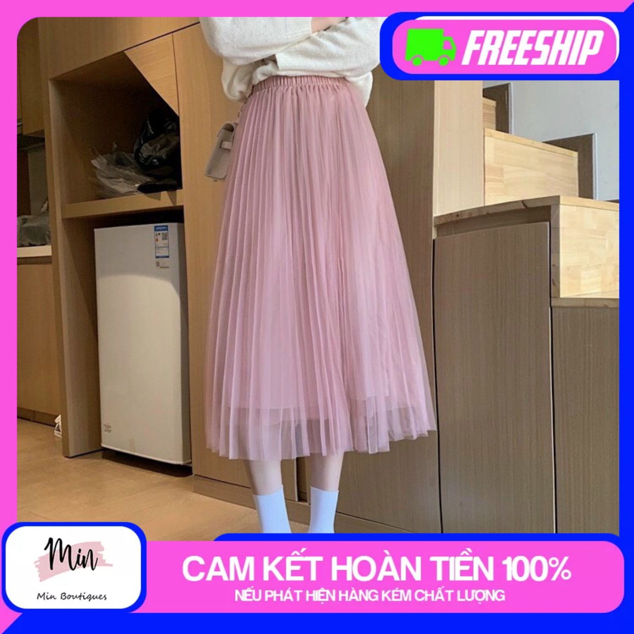 Chân váy công chúa - Chân váy lưới xếp ly 2 lớp - dài 70cm - Có hình thật