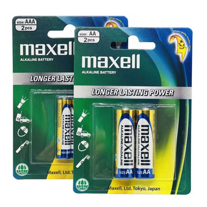 Pin aa -aaa maxell alkaline tiểu lr6 vỉ 2 viên chính hãng