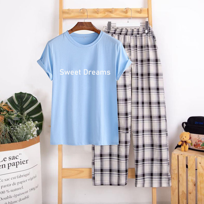 Sét Quần Áo Nữ Thời Trang Xinh Cute Mặc Ở Nhà In Ép Chữ Sweet Dreams