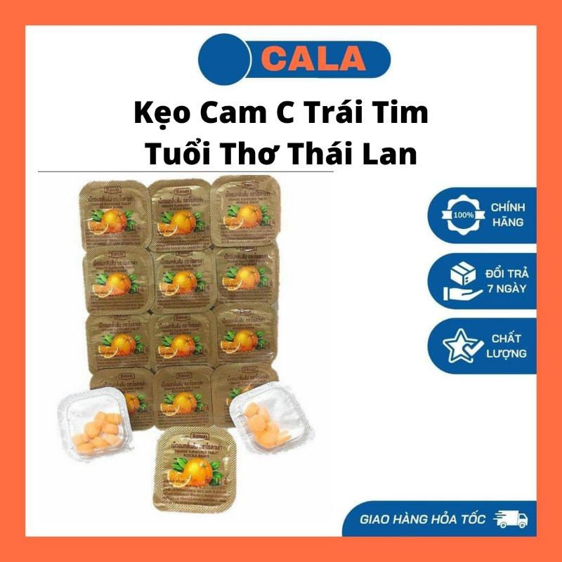 Lẻ 1 hộp kẹo cam c trái tim tuổi thơ thái lan 2.8g