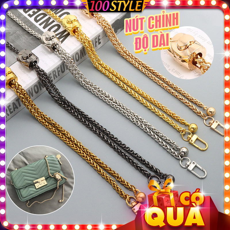 Dây đeo túi nút chỉnh độ dài hình trụ xích đôi 6mm - 100style