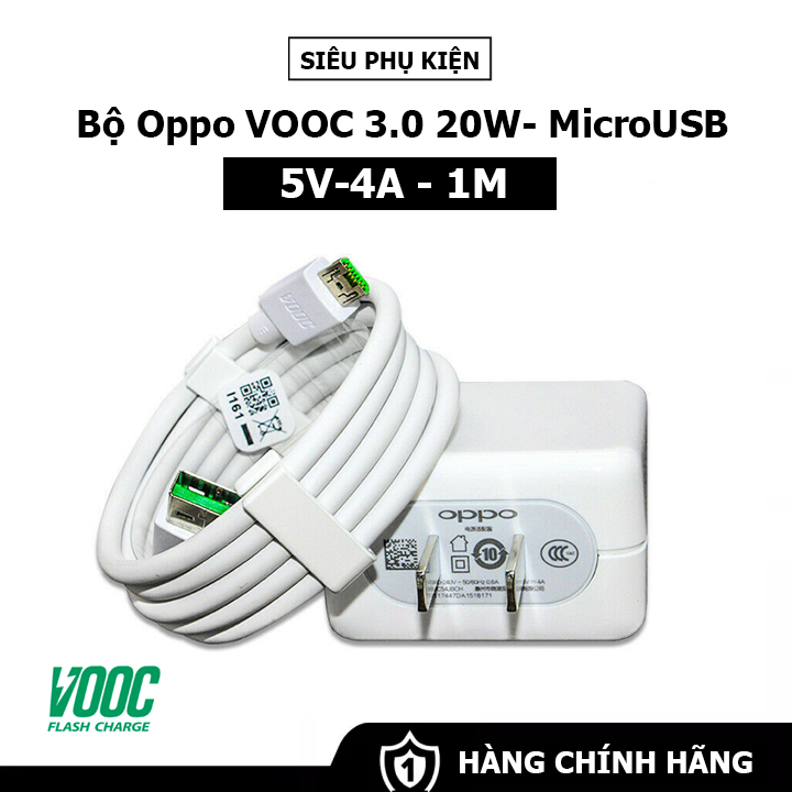 Bộ Sạc Nhanh OPPO VOOC 3.0 - F11/F11 Pro - Cáp Micro-USB 7 PIN - Dài 1M
