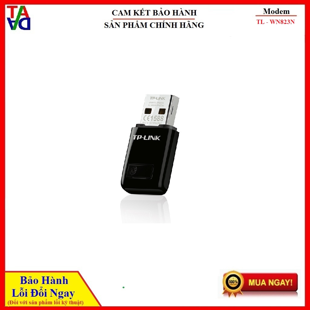 TP-Link TL-WN823N - USB Wifi chuẩn N tốc độ 300Mbps - Hàng chính hãng - Bảo hành 24 tháng 1 đổi 1