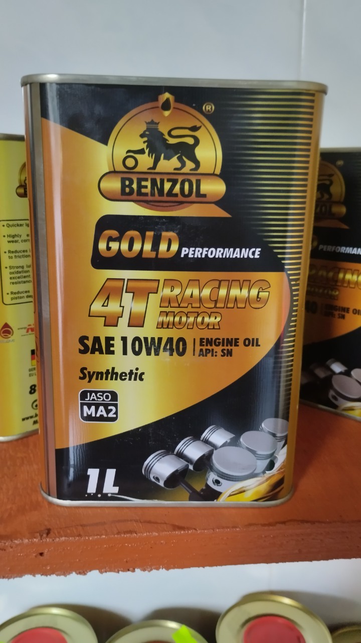 Dầu nhớt xe máy nhập khẩu cao cấp benzol gold 10w40 sn 1l