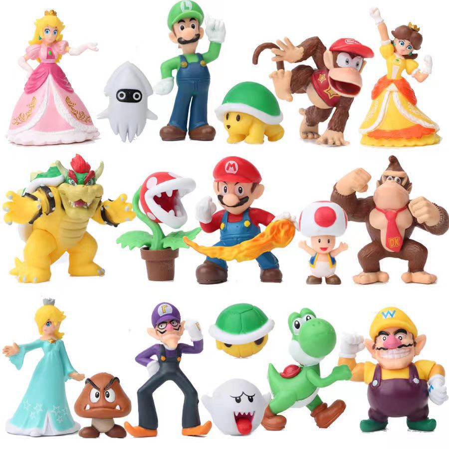 Mô hình Super Mario gồm Mario Luigi Yoshi Peach Toad Donkey Kong Wario  Bowser Goomba  MixASale