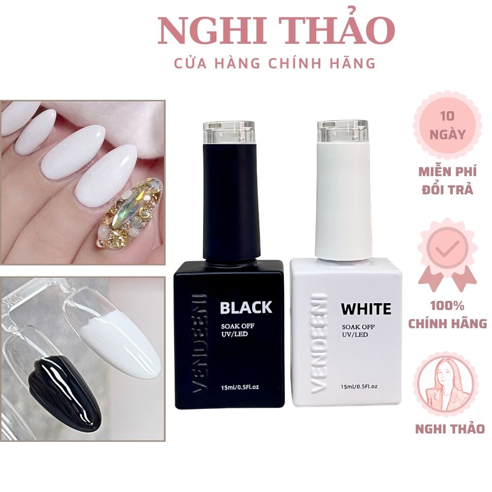 Sơn móng tay gel vendeeni màu đen, trắng 15ml