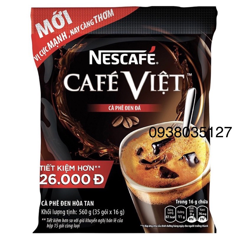 NESCAFE - CAFE VIỆT HOÀ TAN ĐEN ĐÁ (Bịch 35 gói x 16 gram) - hàng sẵn giao ngay