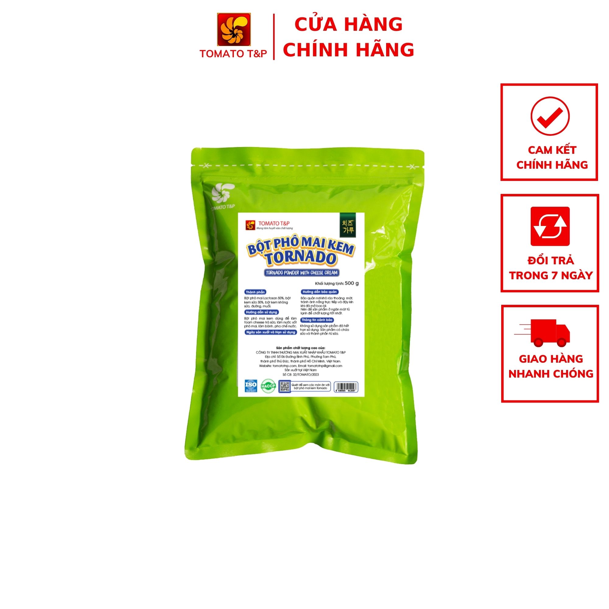[HCM]Bột phô mai kem Tornado - Gói 500g - Tomato T&P