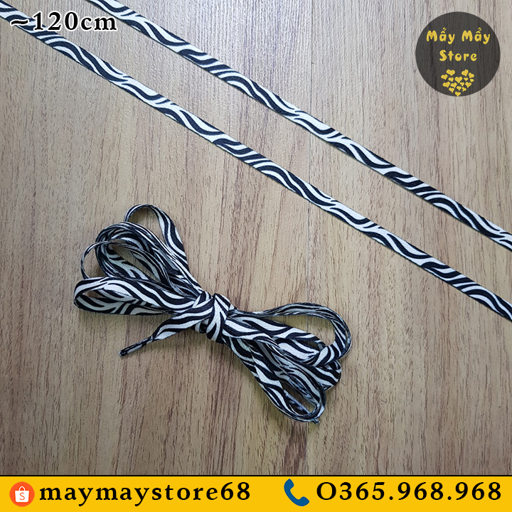 Dây giày dẹt màu trắng / đen ~ 120cm