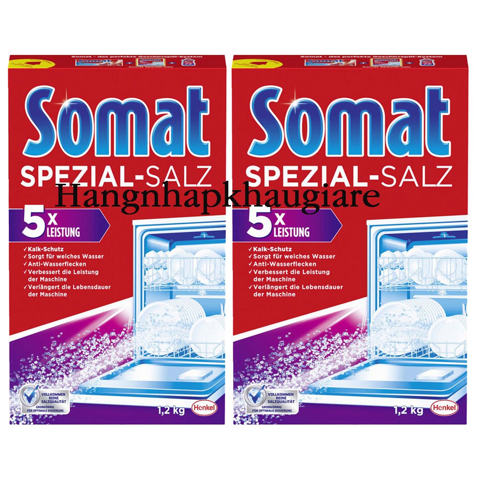 Combo 2 hộp muối rửa ly-bát Somat 1.2kg