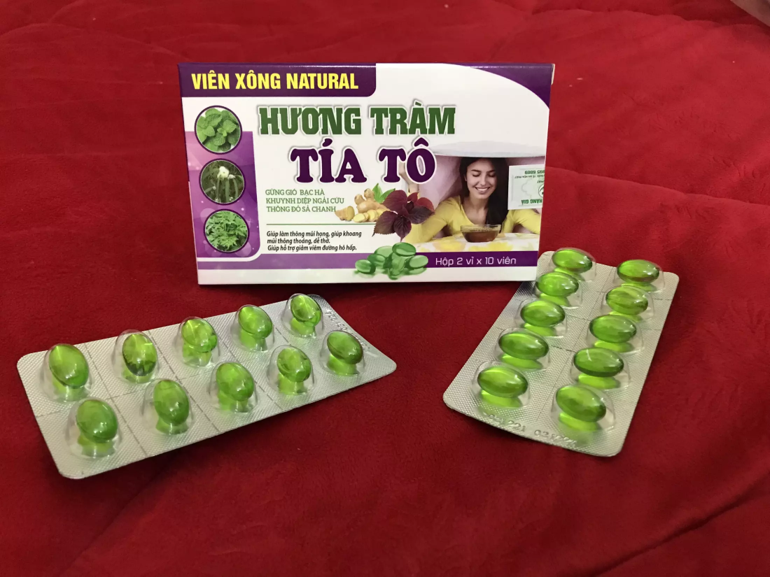 Viên xông natural tía tô hộp 2 vỉ